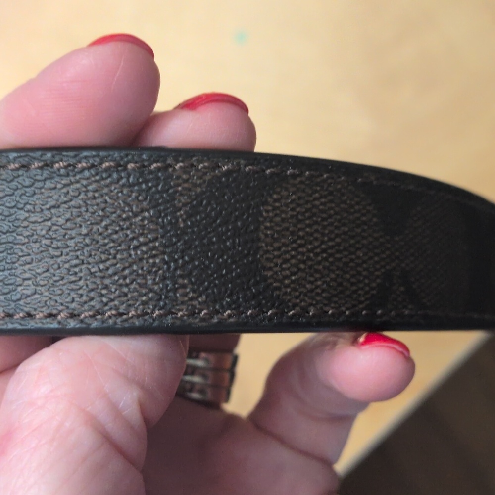 Coach Morgan Rectangle Leather Brown Belt with Black Cs & Black and Gold Buckle - Picture 7 of 8